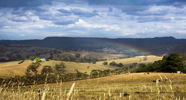 Summer rain in the farmlands of Australia - Blue Mountains NSW Australia 