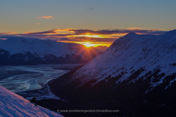 Sun set in Girdwood Alaska 