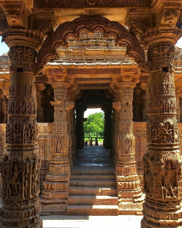 Sun Temple Modhera India was built after - CE The sanctum sanctorum is designed in a way that the first rays of rising sun lit up the image of Surya during solar equinox days and on summer solstice day the sun shines directly above the temple at noon cast