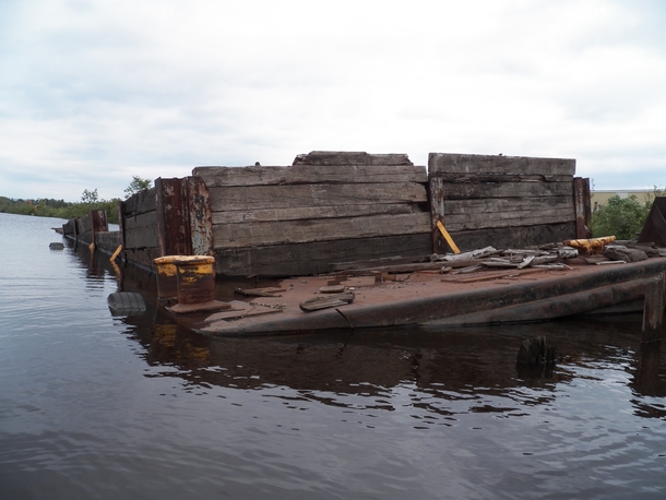 Sunken barge in the harbor of Superior Wisconsin 