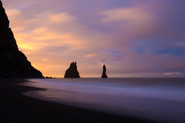Sunrise at Black Sand Beach Iceland 