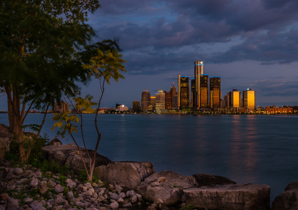 Sunrise at Detroit Michigan USA Photo by Neil Cornwall