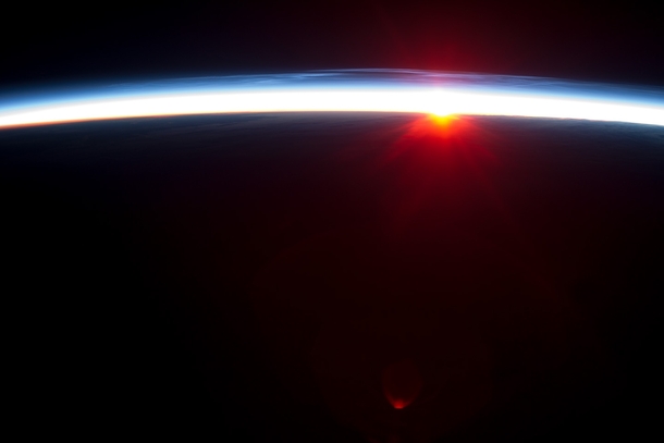 Sunrise from the ISS above Alaska on  
