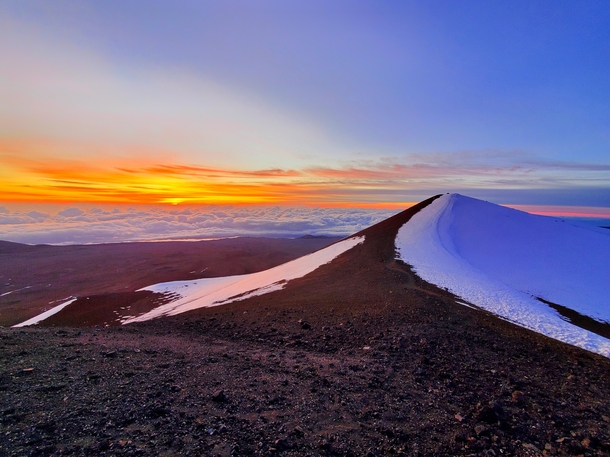 Sunrise from the peak of Mauna Kea Hawaii 
