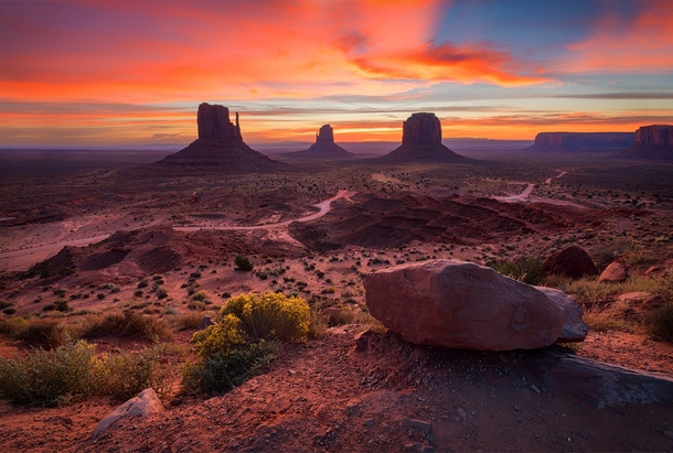Sunrise in Monument Valley Arizona  by Albert Dros
