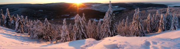 Sunrise on the mountain Ruppberg near Zella-Mehlis Thuringia Germany  cross post from rpanoramaporn