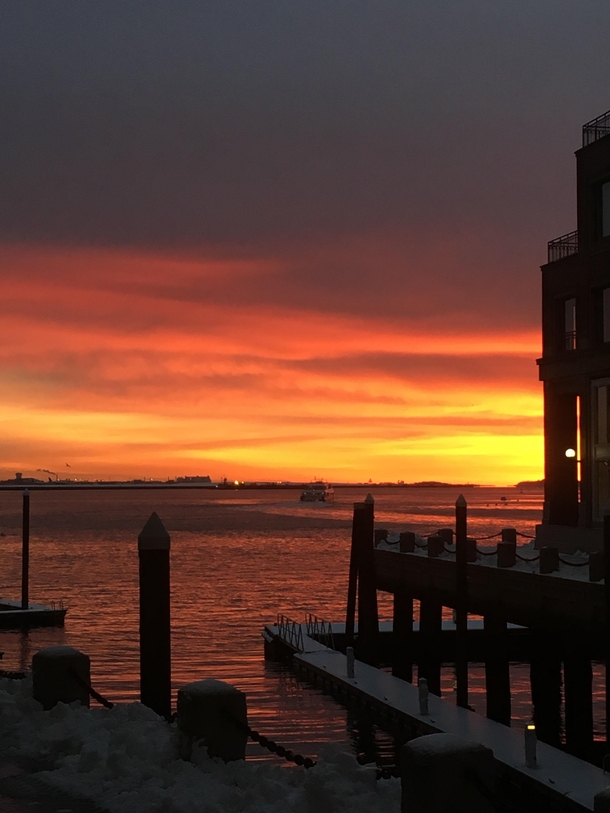 Sunrise over Boston Harbor 