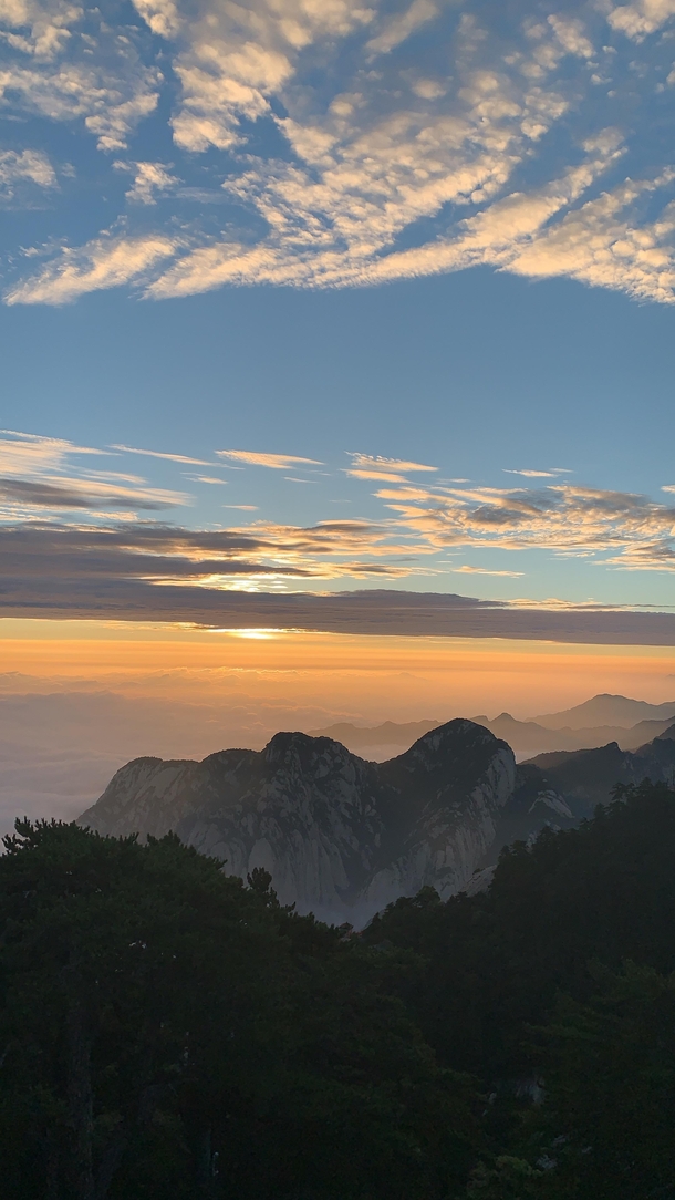 Sunrise over Huashan mountain Shanxi province China 