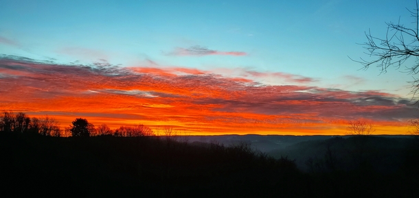 Sunrise over Monongahela River Valley near Morgantown WV  