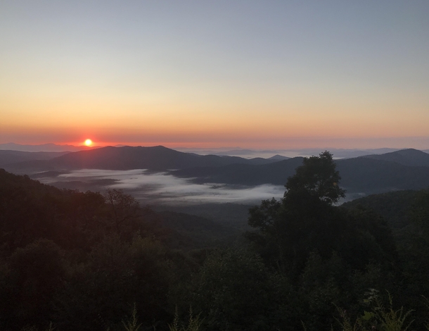 Sunrise over the Blue Ridge Parkway this morning Definitely worth the  hour drive 