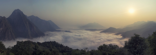 Sunrise over the clouds in Nong Khiaw Laos 