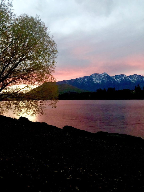 Sunrise over the Remarkables and lake Wakatipu Queenstown 