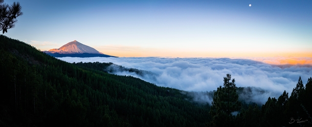 Sunrise while above the cloud line overlooking Mount Teide Tenerife 