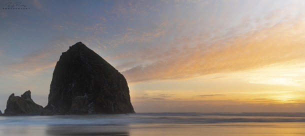 Sunset at haystack rock Cannon Beach Oregon 
