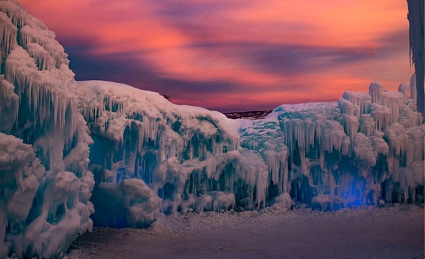 Sunset at Ice Castles in MidwayUtah 