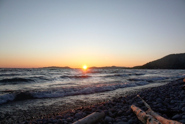 Sunset at Pebble Beach Lake Superior Marathon Ontario Canada 