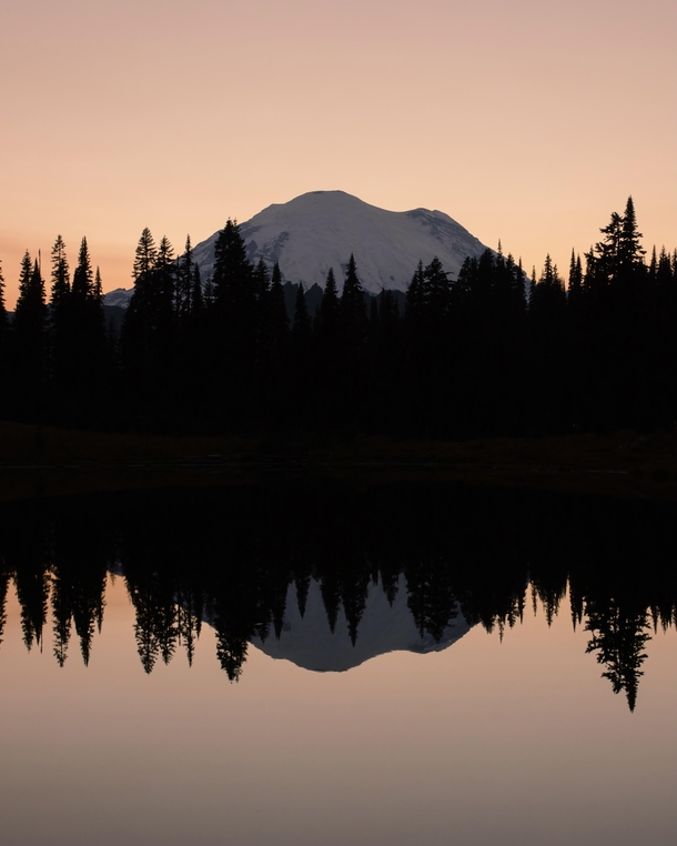 Sunset at Tipsoo Lake in Mount Rainier National Park Washington  IGzachgibbonsphotography
