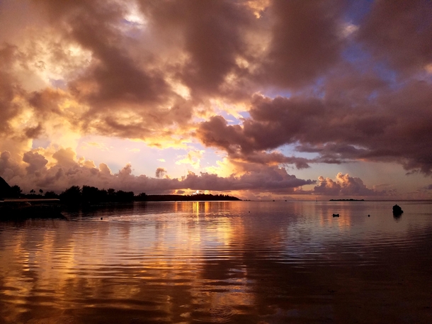 Sunset before a storm in Moorea French Polynesia 
