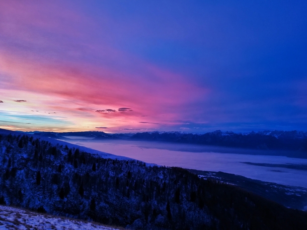 Sunset Dolomiti view from Col Visentin 