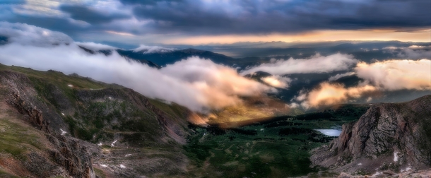 Sunset from above the clouds Taken from the summit of Mount Evans Colorado 