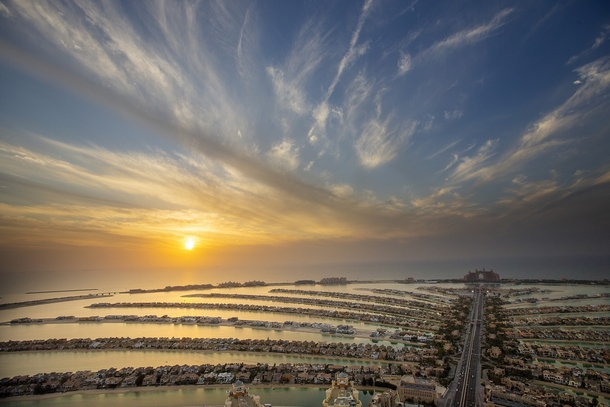Sunset from an observatory in Dubai United Arab Emirates