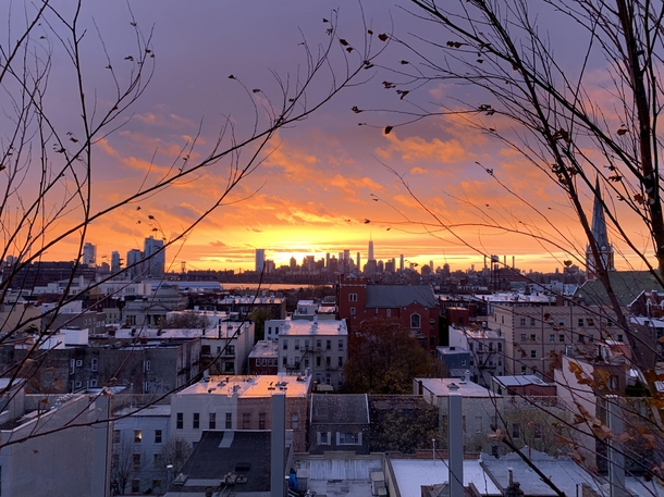 Sunset from Brooklyn looking west-ish on a windy November evening