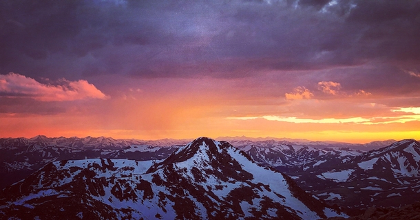 Sunset from the  foot summit of Mount Evans in Colorado 