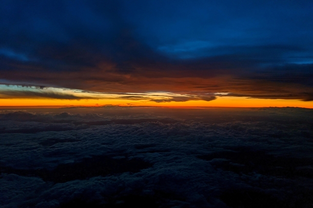 Sunset from the plane over Sydney Australia 