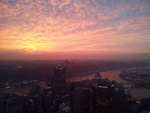 Sunset from the tallest building in Pittsburgh PA 