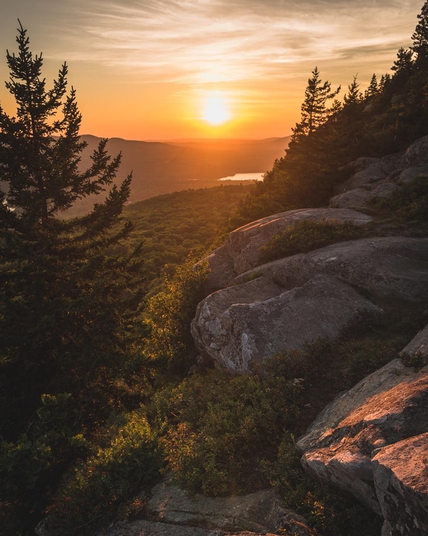 Sunset from the top of Camden Hills State Park Maine 