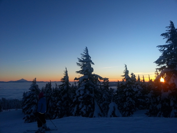 Sunset from Timberline ski area Mt Jefferson in the distance 