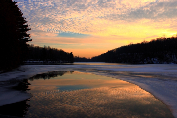 Sunset  Ice  Reflection  Cool Farmington CT 