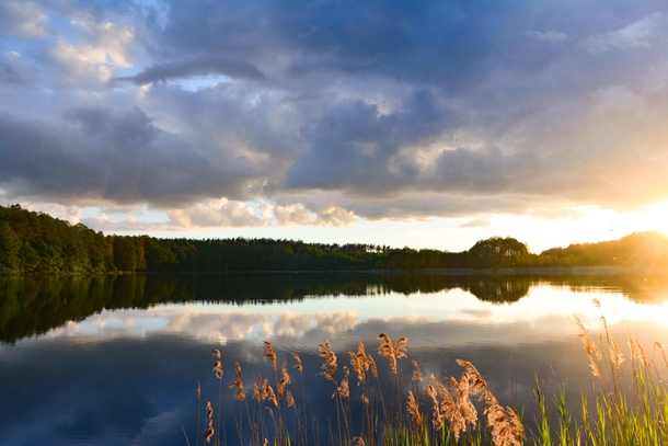 Sunset in the Mazury lakes Poland 