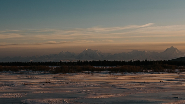 Sunset last evening on the Alaska Range home to NAs tallest peak