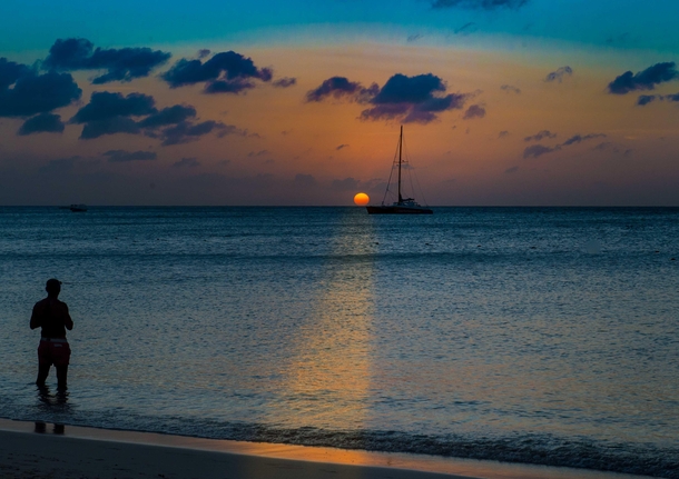 Sunset off Dawn Beach in Aruba OC