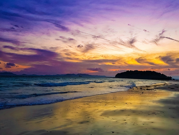 Sunset on the beach in Krabi Thailand 