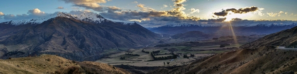 Sunset on the Crown Range heading back to Queenstown south island NZ 