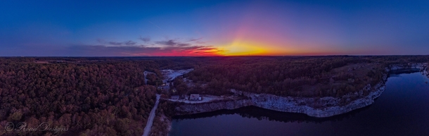 Sunset over a quarry in Maryland