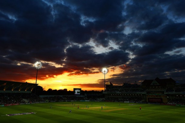 Sunset over an England vs South Africa cricket match in Nottinghamshire Sept th  