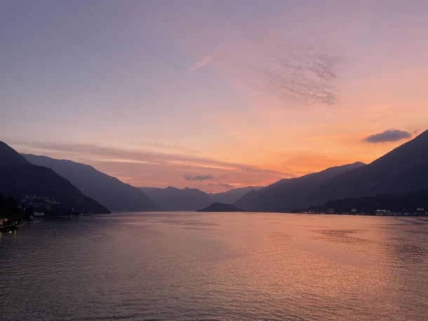 Sunset over Bellagio Lake Como tonight