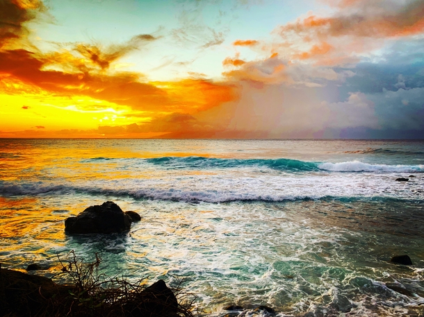Sunset over Honolua Bay in Maui Hawaii 