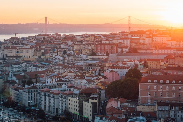 Sunset over Lisbon Portugal 