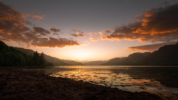 Sunset over Loch Duich Scottish Highlands 