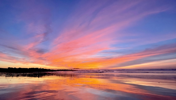 Sunset over Ocean Beach Pier San Diego CA back in January