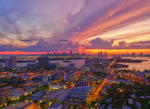 Sunset over South Beach Miami Beach Miami Florida 