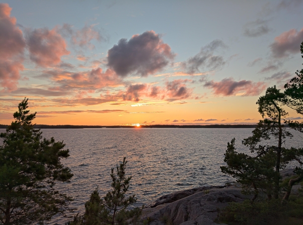 Sunset over the sea in Porkkala wildlife Area Finland yesterday evening at  