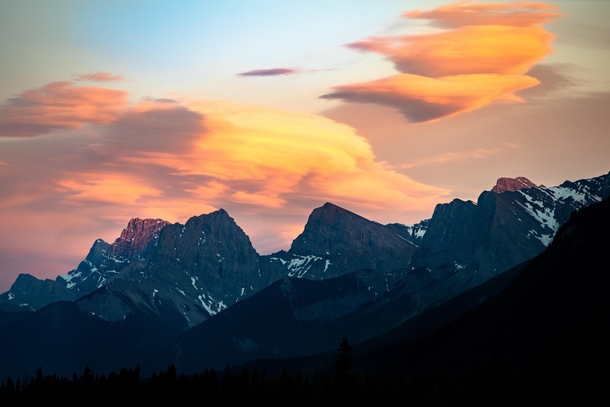 Sunset over the  Sisters Canmore Canada 
