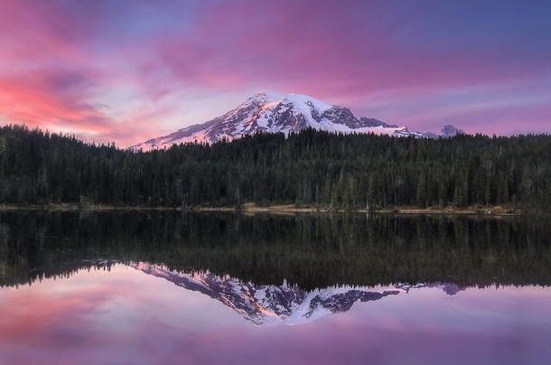 Sunset Reflection over Mount Rainier Washington  photo by Meleah Reardon