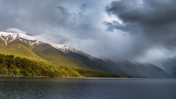 Sunshine amp Rain over Lake Rotoiti Nelson Lakes NP New Zealand 