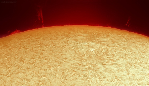 Sunspot AR  and solar prominences